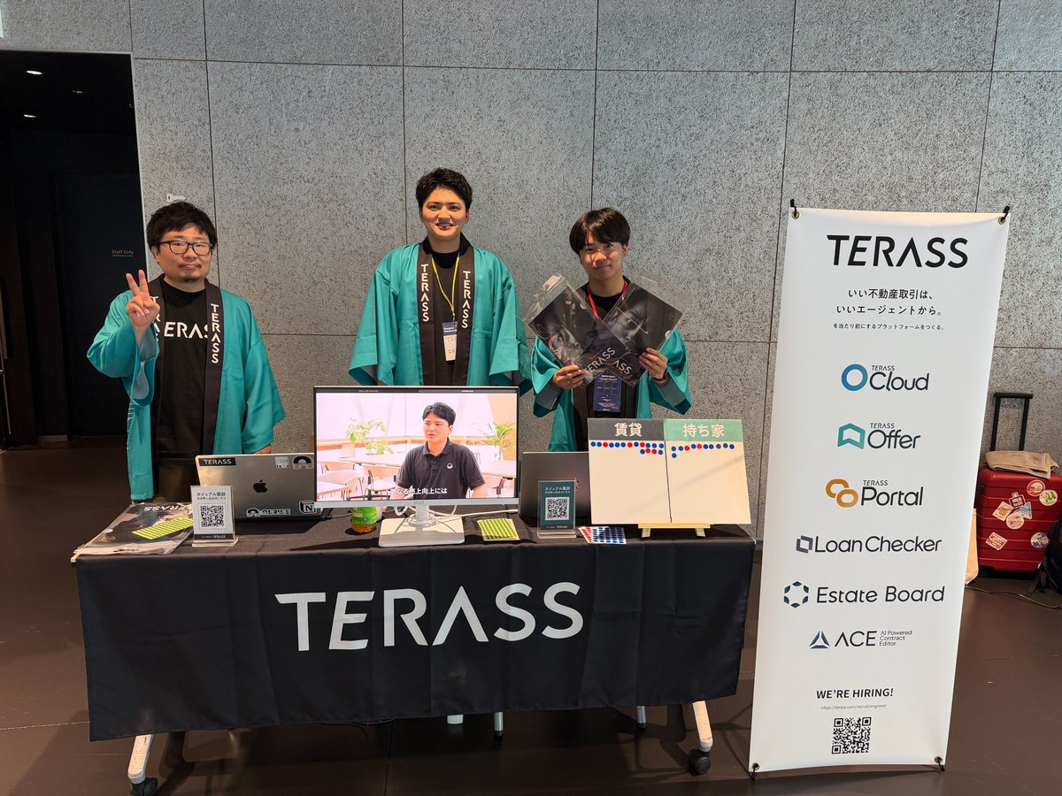TERASS_jp's tweet photo. 本日渋谷で開催中のライブイベント「NEWBEE CONFERENCE 2026」にTERASSが出展しています！
アナログなイメージが強い不動産業界を進化させるプロダクト開発にご興味をお持ちの方、ぜひお立ち寄りください！
▼イベント詳細はこちら
https://t.co/IR60zJXrvU

#NEWBEECONFERENCE2026 https://t.co/1jUqdGI5lx