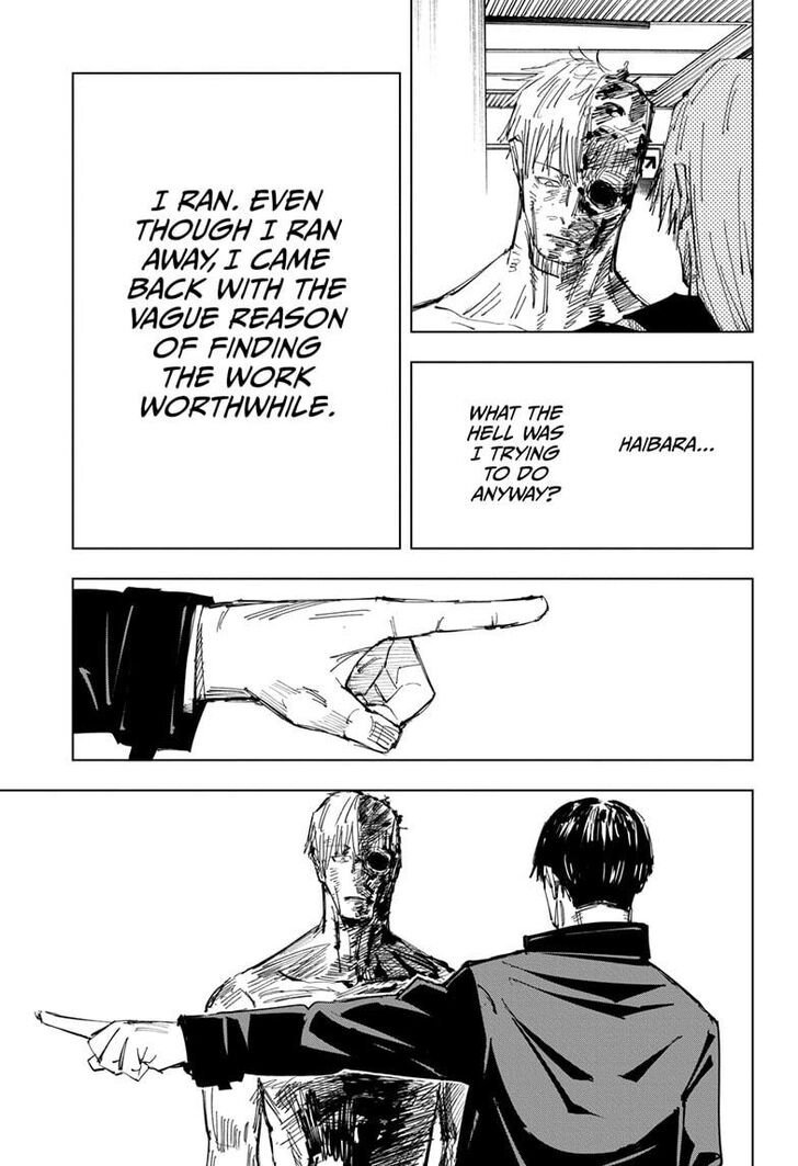 lkkaikikolkkai's tweet photo. Haibara talks about events that only he and Nanami knew about, Gojo was sealed and Nanami died, so this is a real place and a real meeting. https://t.co/HJaT7O2Vgg