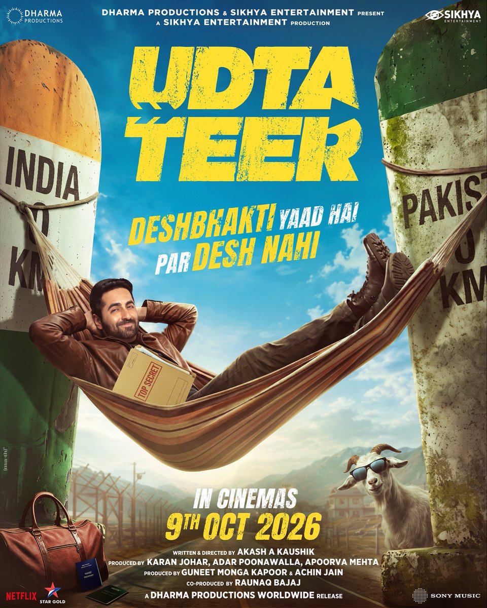 DharmaMovies's tweet photo. Deshbhakti toh yaad hai...par desh nahi🧐
Get ready for unlimited chaos, confusion and action!

Catch this #UdtaTeer in cinemas on 9th October - ONE MONTH TO GO!⌛ https://t.co/YTLIZTIYEE