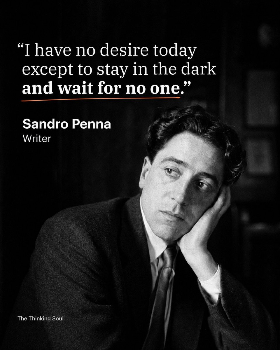 AssuntaSchuyix's tweet photo. Sandro Penna embraced solitude. “I have no desire today except to stay in the dark and wait for no one. ” In a culture demanding constant availability, withdrawal is not surrender but a refusal to perform. https://t.co/ZZDfe62tTa