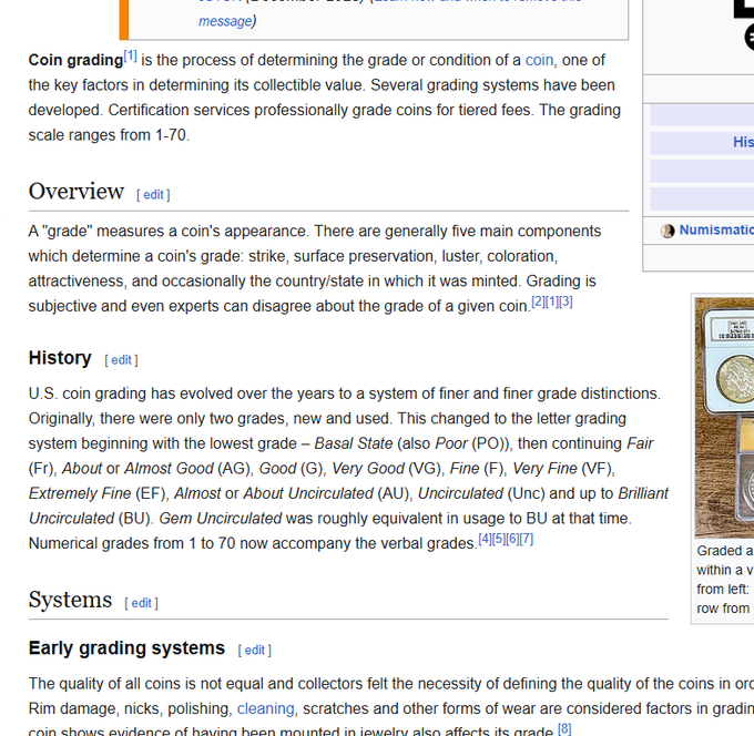 usesKnox's tweet photo. I feel like we need a sendor for a coin paired with CARDS
The highest grade collectible coin is MS70, look on wikipedia.
the "Perfect" Coin is literally called a "MS70" coin.
https://t.co/fBdwM3LQQq

This is fucking insane and never run! https://t.co/O5dpLKwEcQ