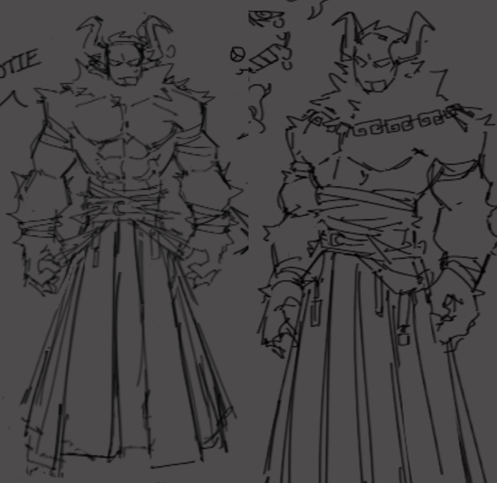 yogurtstation11's tweet photo. told myself "yeah this is a taotie" but i just wanted to draw a man wearing a pleated skirt. https://t.co/XtOOfcxIJ5