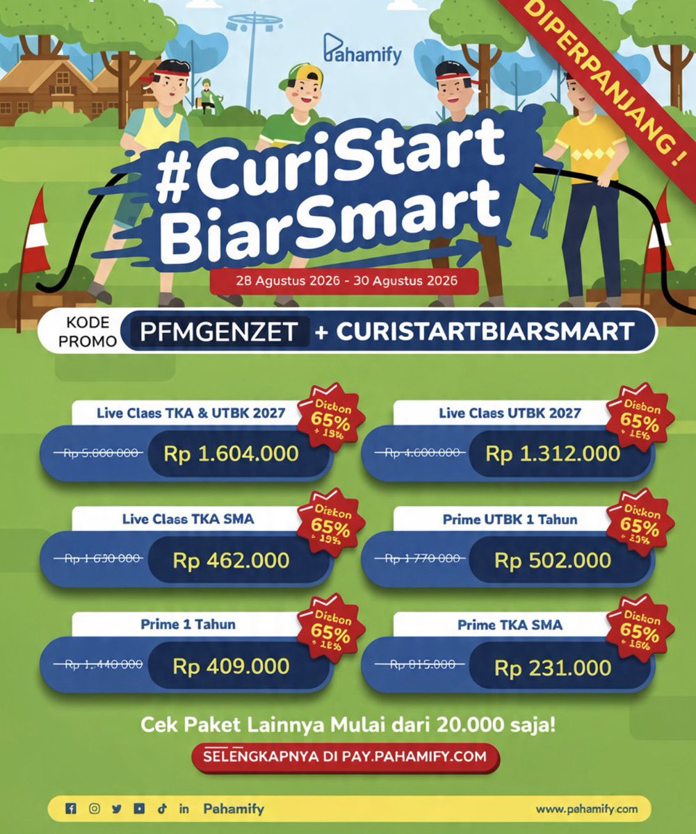 creabmi's tweet photo. Noted kodenya Di Pahamify 

Rekomen: Liveclass UTBK

ini masih ada diskon nih, gas aja ke web resmi pahamify dan add kode (PFMGENZET + CURISTARTBIARSMART)

t. bimbel online utul ugm simak ui snbt utbk tryout diskon kode promo pahamify mipy les tka belajar itb um xytwgwf https://t.co/AFgoyEYImI