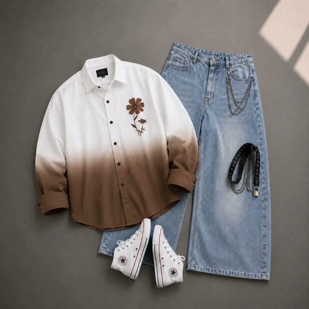 cleberson30's tweet photo. Upgrade your style with an ombré floral shirt and light blue wide-leg denim. Clean, classy street fashion for casual outings or parties. Premium fabric. Unique floral design. Shirt: ₹799 | Pant: ₹999
Cash on Delivery available. DM to order. https://t.co/hcK1OW1Mkh