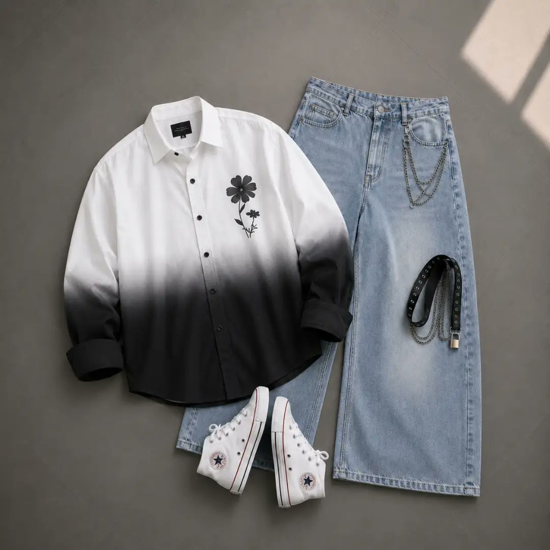 cleberson30's tweet photo. Upgrade your style with an ombré floral shirt and light blue wide-leg denim. Clean, classy street fashion for casual outings or parties. Premium fabric. Unique floral design. Shirt: ₹799 | Pant: ₹999
Cash on Delivery available. DM to order. https://t.co/hcK1OW1Mkh