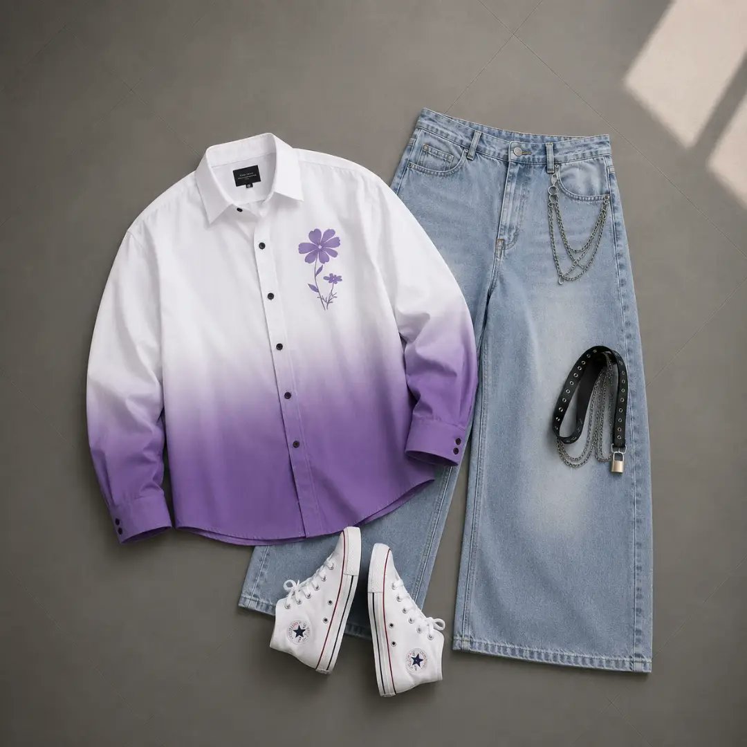 cleberson30's tweet photo. Upgrade your style with an ombré floral shirt and light blue wide-leg denim. Clean, classy street fashion for casual outings or parties. Premium fabric. Unique floral design. Shirt: ₹799 | Pant: ₹999
Cash on Delivery available. DM to order. https://t.co/hcK1OW1Mkh