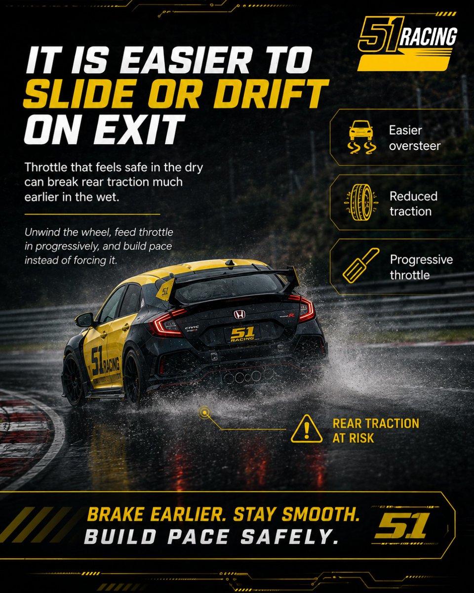 GregoriaTopbwj's tweet photo. Wet track days punish rushed inputs. Brake earlier, avoid curbs and painted lines, stay smooth, and build pace only as grip allows. https://t.co/fSwqisOqJV