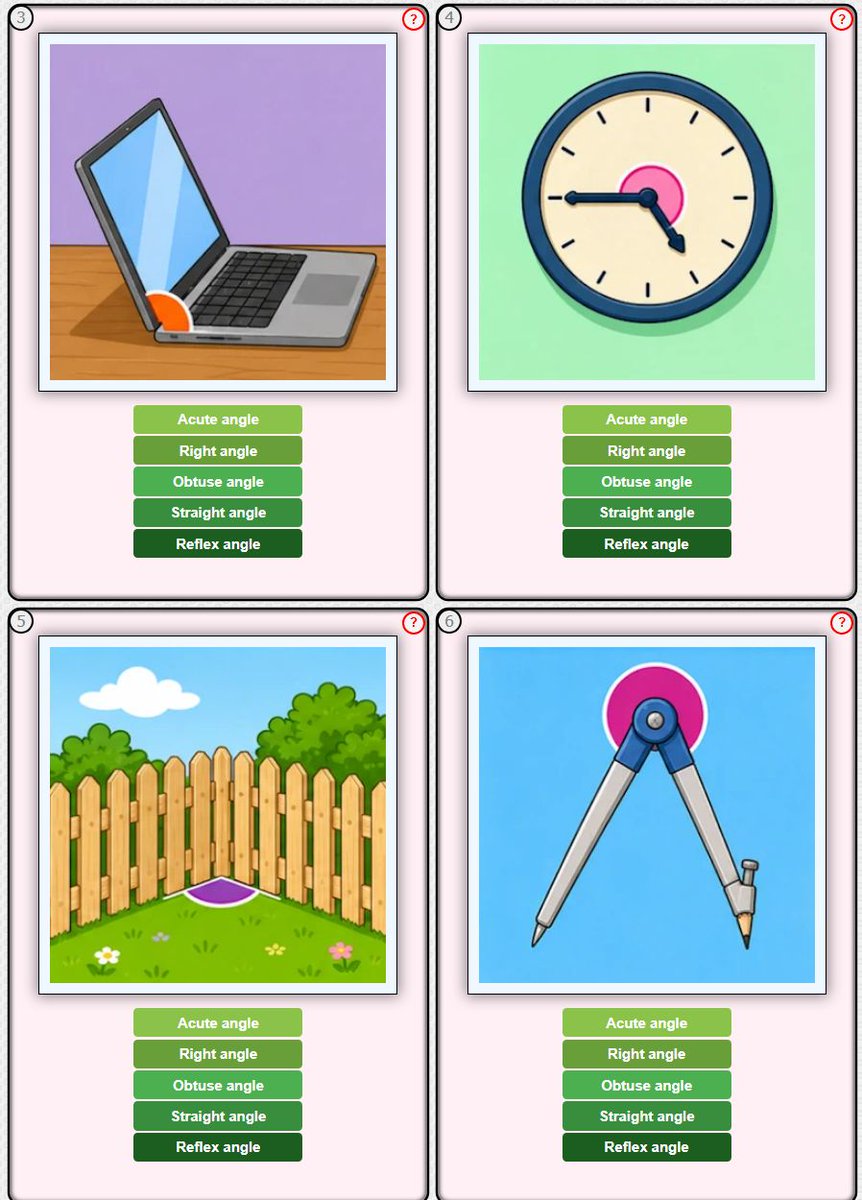 Transum's tweet photo. Like many well-known films, Transum’s angle exercises now have a prequel! It’s called Angle Names, and all you have to do is identify each angle as acute, obtuse, reflex and so on. 

https://t.co/hdFPl9GjYC 

 #mathsresources #mathschat #mathstoday #mathchat #lessonstarter https://t.co/tZX2pMOsf0