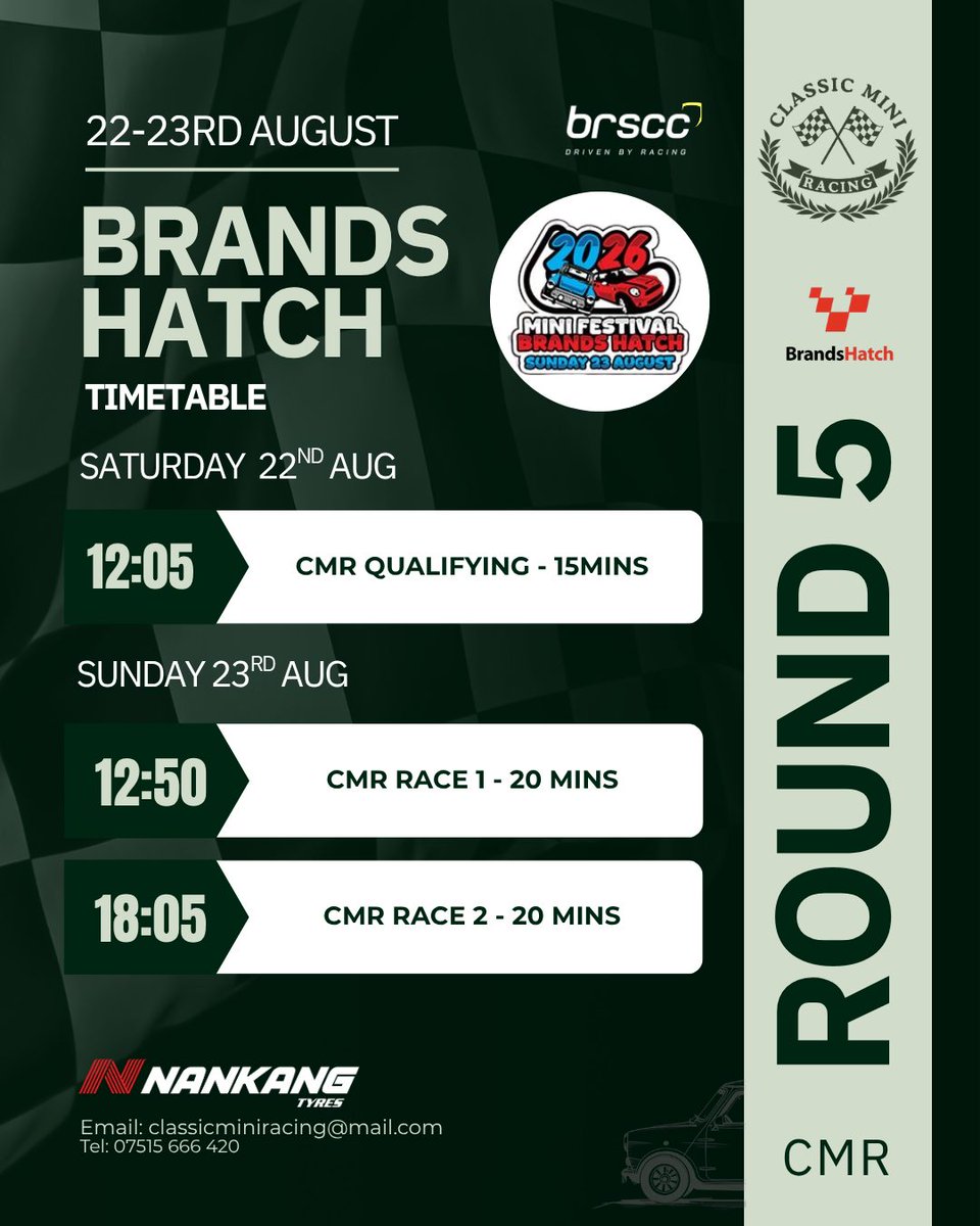FaustoSwiabtq's tweet photo. Who’s excited for the Brands Hatch Mini Festival this weekend? Driver entry list, CMR timetable, Sunday schedule and paddock plan are available. Follow live timing, commentary and the stream via links in our bio. Times may change; drivers report 30 https://t.co/eaw7j1mZi3