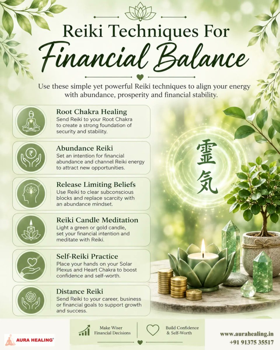 KaleighWacnek's tweet photo. True abundance begins with inner peace. Balanced energy brings clarity, confidence, and openness to prosperity. Reiki can release scarcity beliefs, reduce financial stress, strengthen self-worth, and help you feel grounded, secure, and grateful. https://t.co/lf2Yq7zK2N