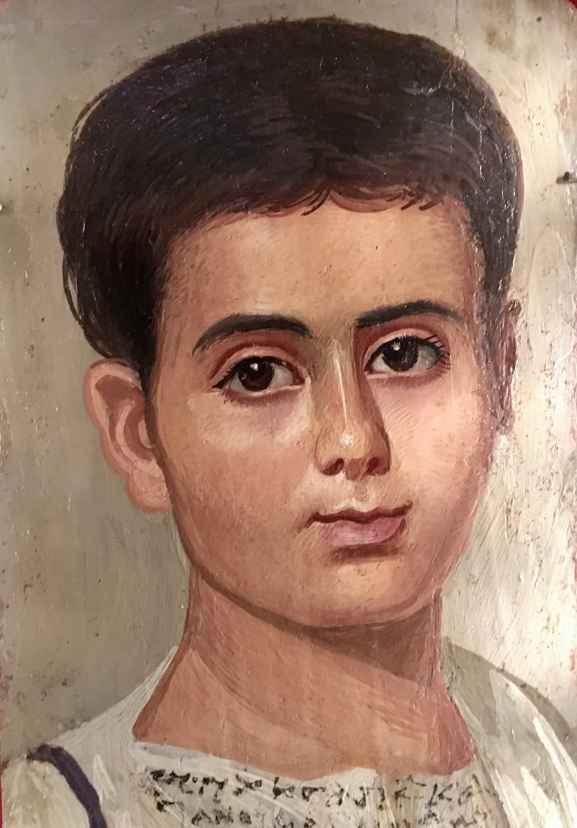 KPW1453's tweet photo. Portrait of the Boy Eutyches - one of the famous Fayum mummy portrait from Roman Egypt. The portrait is part of the collections at the Met in New York. 📷 My own. #Woodensday #Fayum #Roman https://t.co/tOBIik0JLS