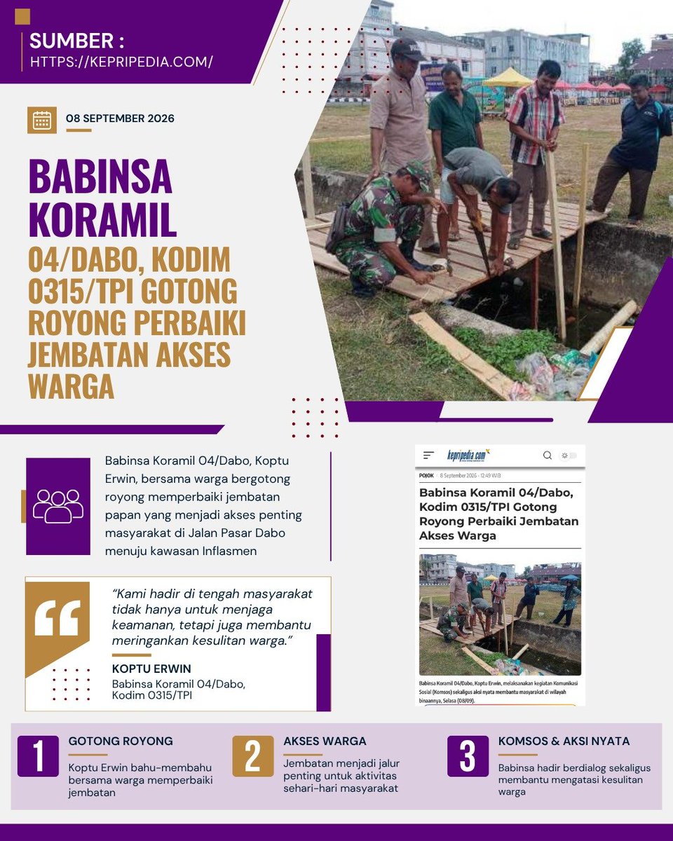 DimasEkaNugra's tweet photo. Pembuatan jembatan sementara oleh TNI membuktikan bahwa mereka peduli pada keberlangsungan ekonomi masyarakat pedesaan.

Wujud Nyata Perhatian https://t.co/hJG4RiPeaD