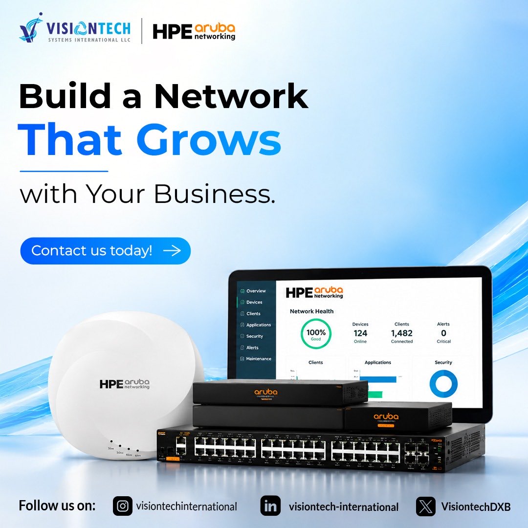 VisiontechDXB's tweet photo. More devices. More users. More locations.
But do you have more control over your network?

Before you invest in more infrastructure, find out if your existing network is working hard enough.

#HPEArubaNetworking #ArubaNetworks #SecureNetworking #ZeroTrust #WiFi #Modernetwork https://t.co/jvR6EMaLr0