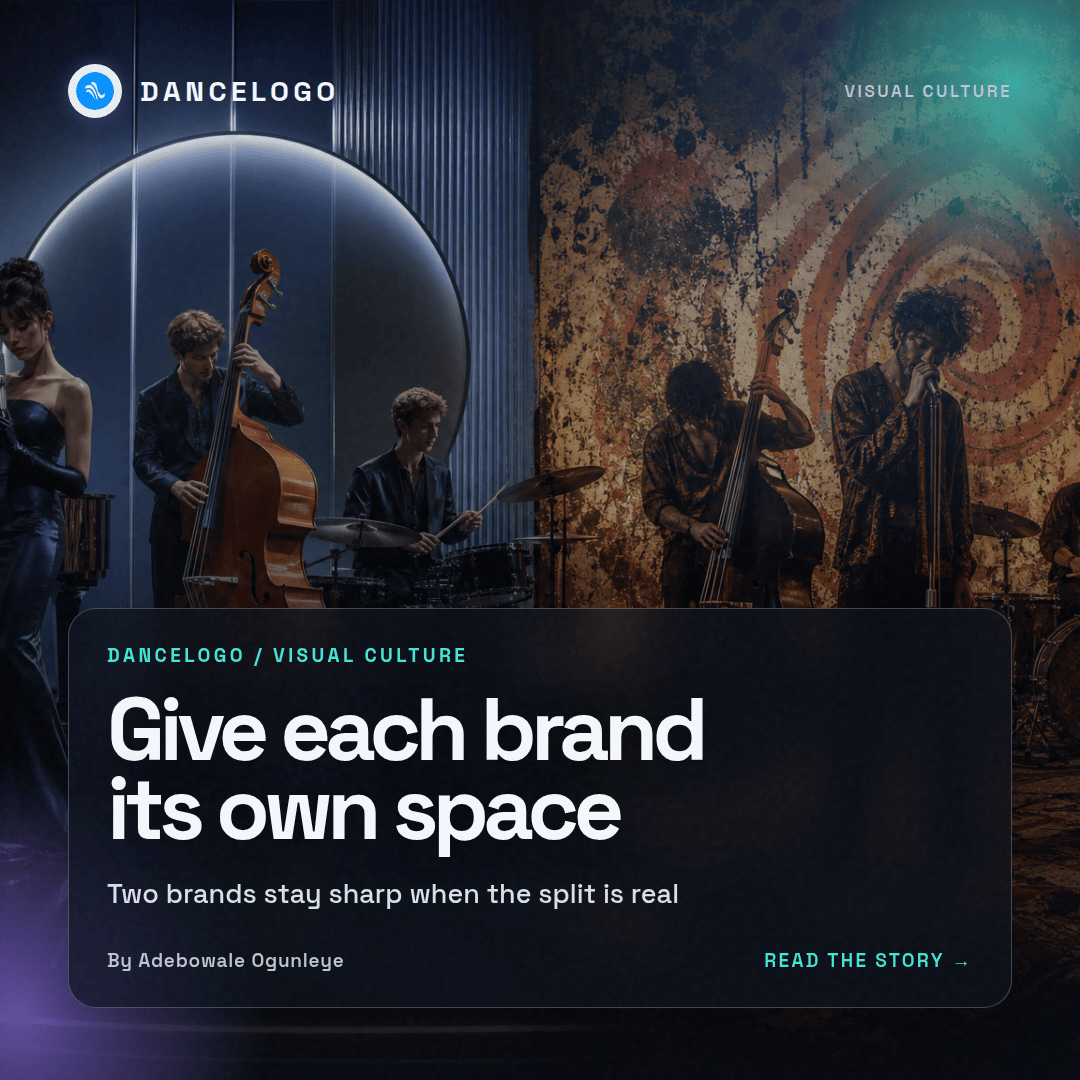 DanceLogoEditor's tweet photo. Two brands earn their place when separation protects a sharper promise.
#DanceLogo #BrandDesign

https://t.co/khZLi5XHn2 https://t.co/qnjNNh5L96