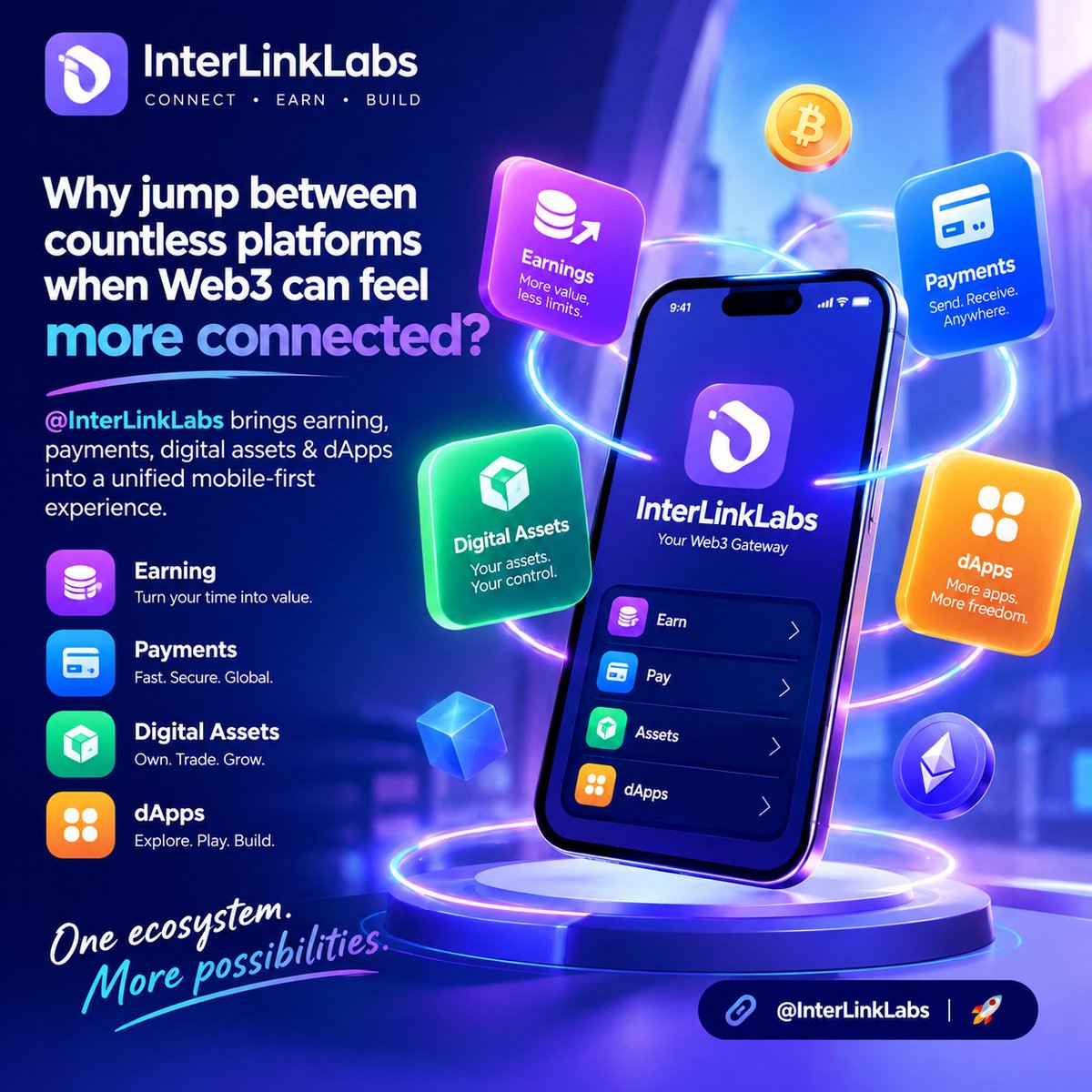 abbeymos4life's tweet photo. Why jump between countless platforms when Web3 can feel more connected? 🌎@InterLinkLabs brings earning, payments, digital assets &amp; dApps into a unified mobile first experience. One ecosystem. More possibilities.🔗
#INTERLINK #ITLG #ITL https://t.co/WPpjSPaiY9