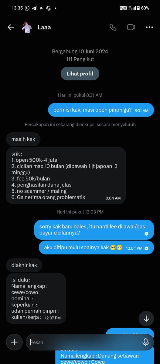 shiuxiuu's tweet photo. ‼️‼️‼️SCAMMER‼️‼️‼️
spill spill lagi nih guys penipu pinpri atau dapin japo bulanan, emang dapin di x gabisa dipercaya semua ya, udah di awal katanya gaada admin eh masi ada aja biaya biaya lain buat alasan, lain kali jadi org amanah ya kak @zizsaayu 
#pinpri #zonauang #scammer https://t.co/t6ANoKuU5B