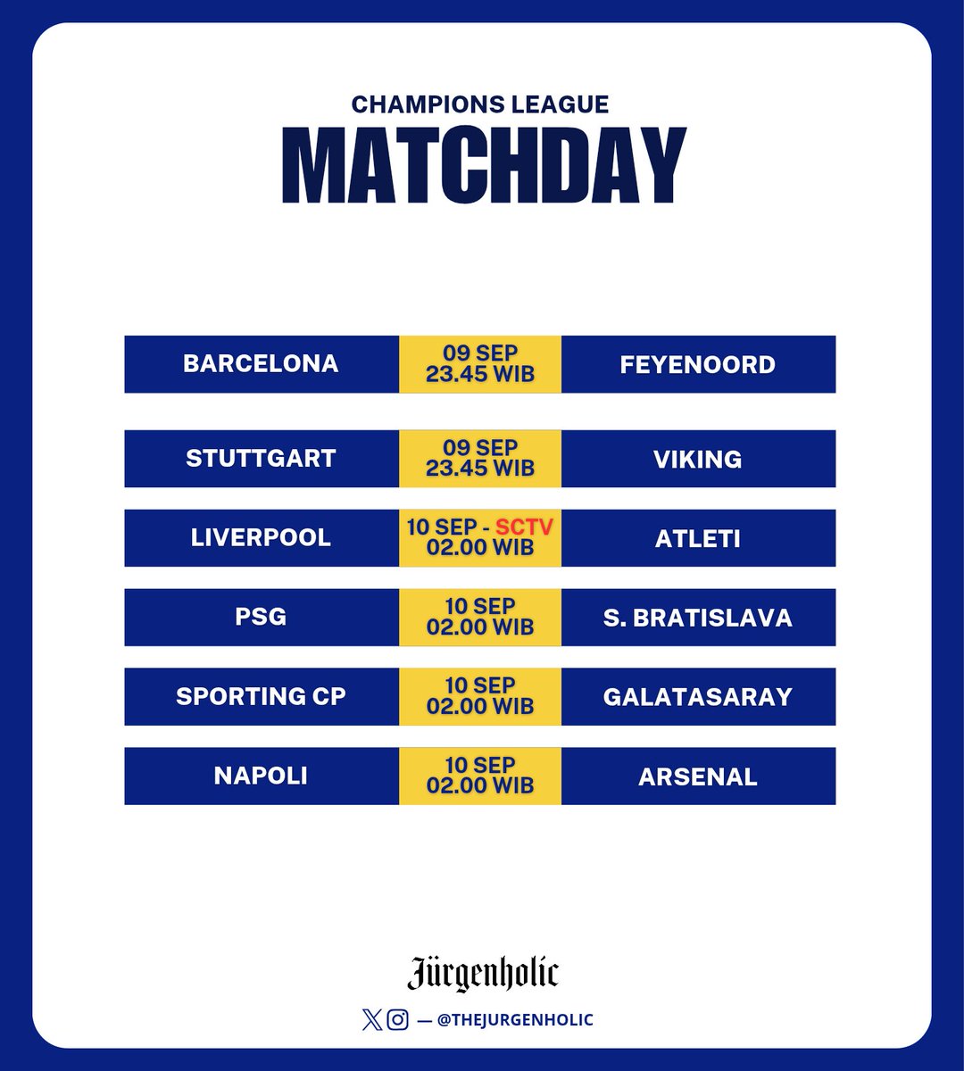 thejurgenholic's tweet photo. UCL DAY 2! 🎉
#MenuBola malam ini siap disajikan 👨‍🍳

Prediksi rata kiri atau kanan? 💭 https://t.co/1WeSrphALU