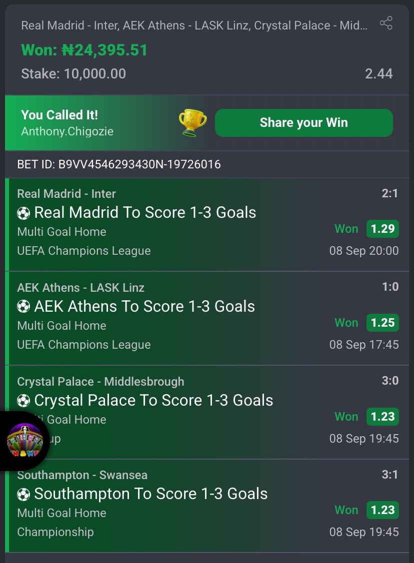 notoriouztips's tweet photo. 2/4 double up boom champs 🎉🎉 https://t.co/tUG3iQ2xjs