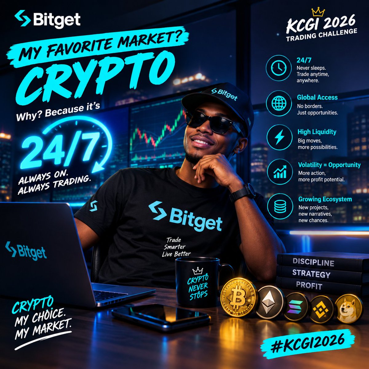 PapichulloIcon's tweet photo. My choice: Crypto.

Because crypto never sleeps. 24/7, 365 days a year, the market is moving, giving me the flexibility to trade whenever I spot an opportunity. 🌍📈

I also love the volatility, it keeps the market exciting and challenges me to stay sharp, disciplined and ready.

For me, crypto is not just a market. It is a market that never stops evolving. 🚀

@nevomwas
@NancyM27810

#KCGI2026