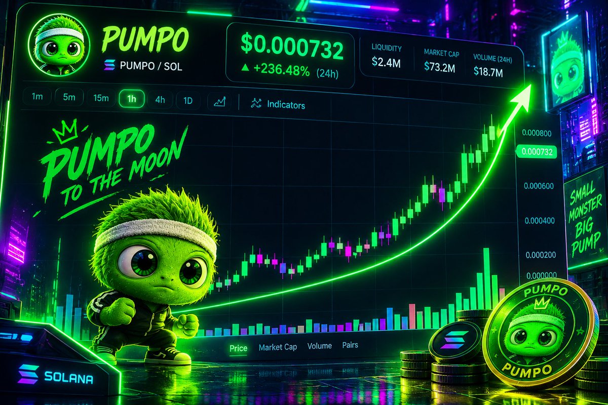 Pumpooffice1's tweet photo. 🚨 PUMPO IS COMING...🚨

Something big is on the way. 🟢👾

Very soon a new memecoin will appear in the crypto world, and you will remember its name - $PUMPO.

👾 Little monster.

🚀 Big ambitions.

🔥 Maximum of memes.

Get ready to join PUMPO GANG.

#PUMPO #Crypto https://t.co/8EpR5GM8Fc
