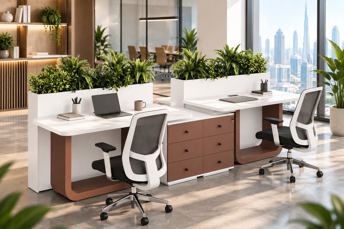 ergospaceae's tweet photo. Modern workspace, smarter setup. 🤍

Our 2-person workstation with a planter box and acoustic partition adds privacy, greenery, and style to your office.

View the product : https://t.co/w3RrxrK14W

#OfficeFurniture #OfficeWorkstation #Dubai https://t.co/FoiYmWbmDw