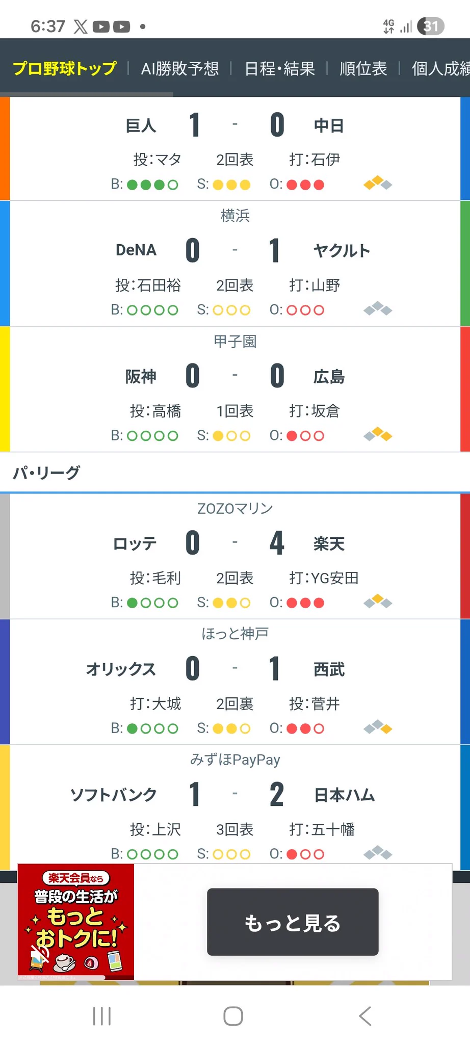 ファイターズ 一 球 速報