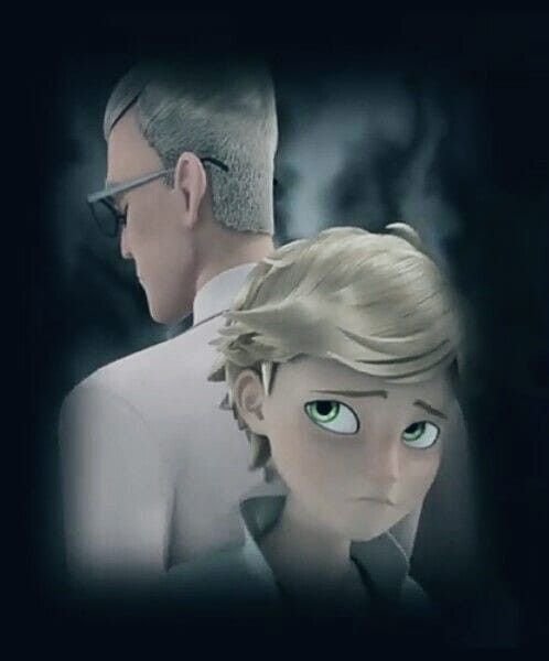 yourstomachfly's tweet photo. Quick reminder: Gabriel is NOT Adrien’s biological father. They aren’t related at all and never have been.

Their son was created with the Peacock Miraculous by Emilie Agreste herself. She literally created the pregnancy, carried the child herself, and gave birth to him herself. Gabriel has no blood, genetic, or any other biological connection to Adrien, which is exactly why he never truly cared about his son.

You can say, “But he loved him in the earlier seasons, he protected him sometimes before completely losing it in S5.” No, he didn’t. He loved his wife, and that’s exactly why he carefully kept the last thing he had left of her in his mansion – Adrien. He “loved” Adrien through his love for Emilie, nothing more.

By S5, he became completely obsessed with defeating Ladybug. That season is exactly when he showed his true face toward Adrien, coldly sending him off to London not to protect him, but because he was convinced Emilie was about to come back and Adrien personally wasn’t needed anymore, just an old reminder of her.

In the S5 finale, he realized what he had done, which is exactly why he told Marinette not to tell Adrien anything about Hawk Moth or any of his other dark secrets.

“Getting sentimental over a sentimonster?” – S3E24. Gabriel’s own words, and a pretty clear demonstration of how he viewed Adrien.