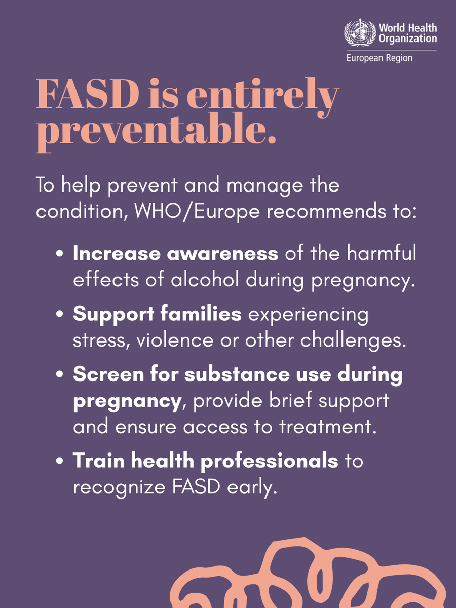 WHO_Europe's tweet photo. Today is Fetal Alcohol Spectrum Disorder (FASD) Awareness Day.
Learn more about #FASD in our fact sheet: https://t.co/qcb2Yy6sEb
#FASDAwarenessDay #Alcohol #FASD2026 https://t.co/2fkTQatUvU