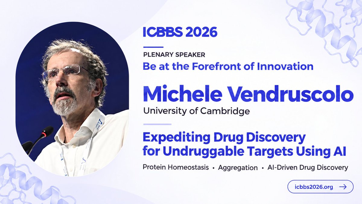 icbbs2026_busan's tweet photo. Can AI help unlock “undruggable” proteins?
Meet #ICBBS2026 plenary speaker Michele Vendruscolo of the University of Cambridge, presenting “Expediting Drug Discovery for Undruggable Targets Using AI.”
🔗 https://t.co/1W70AdYdKP
#DrugDiscovery #Biophysics https://t.co/aRcSk07byM