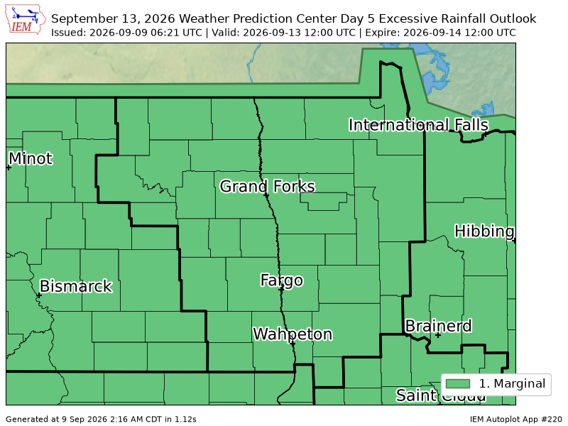 mn_iembot's tweet photo. WPC issues Day 5 Marginal Risk Excessive Rainfall Outlook at Sep 9, 6:21z for FGF https://t.co/4pFpHlhpv7 https://t.co/XAhqgTHZhx