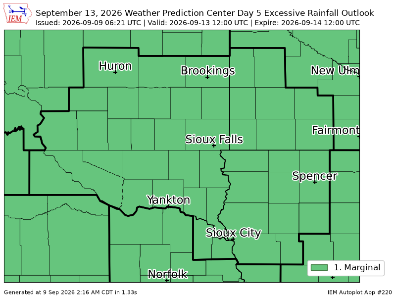 mn_iembot's tweet photo. WPC issues Day 5 Marginal Risk Excessive Rainfall Outlook at Sep 9, 6:21z for FSD https://t.co/4pFpHlhpv7 https://t.co/lZP1LLHl7J