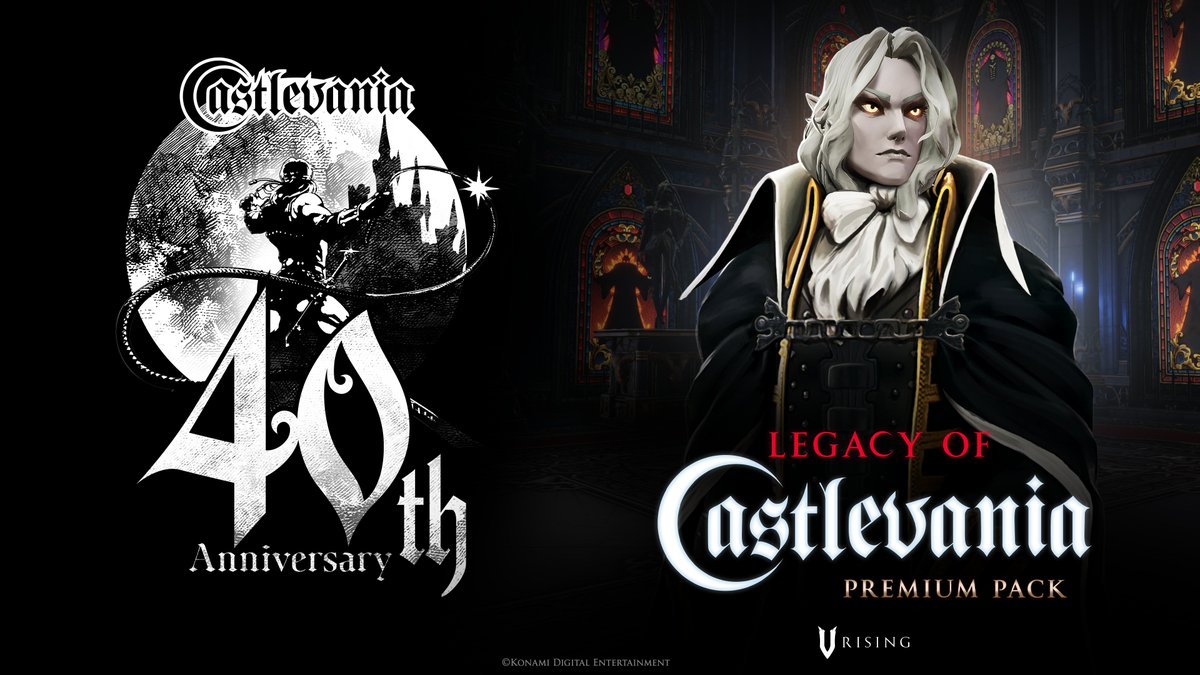 VRisingGame's tweet photo. Happy 40th anniversary to the LEGENDARY Castlevania! Truly, an eternity. Since the beginning, Castlevania has been an inspiration for us, and working together on the Legacy of Castlevania pack for V Rising was a dream come true for so many of us. 

Thank you for including us in YOUR legacy @Castlevania_EN