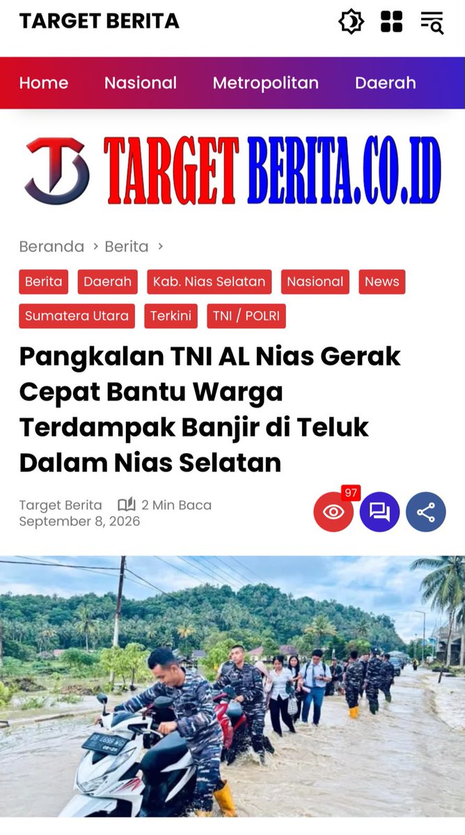 ArnaAsmita's tweet photo. Tentara Nasional Indonesia hadir di seluruh penjuru tanah air, baik dalam situasi bencana besar ataupun situasi normal. Kehadiran nyata prajurit merupakan wujud nyata pengabdian tanpa pamrih untuk rakyat.
Wujud Nyata Perhatian https://t.co/xYeDMSsTjk
