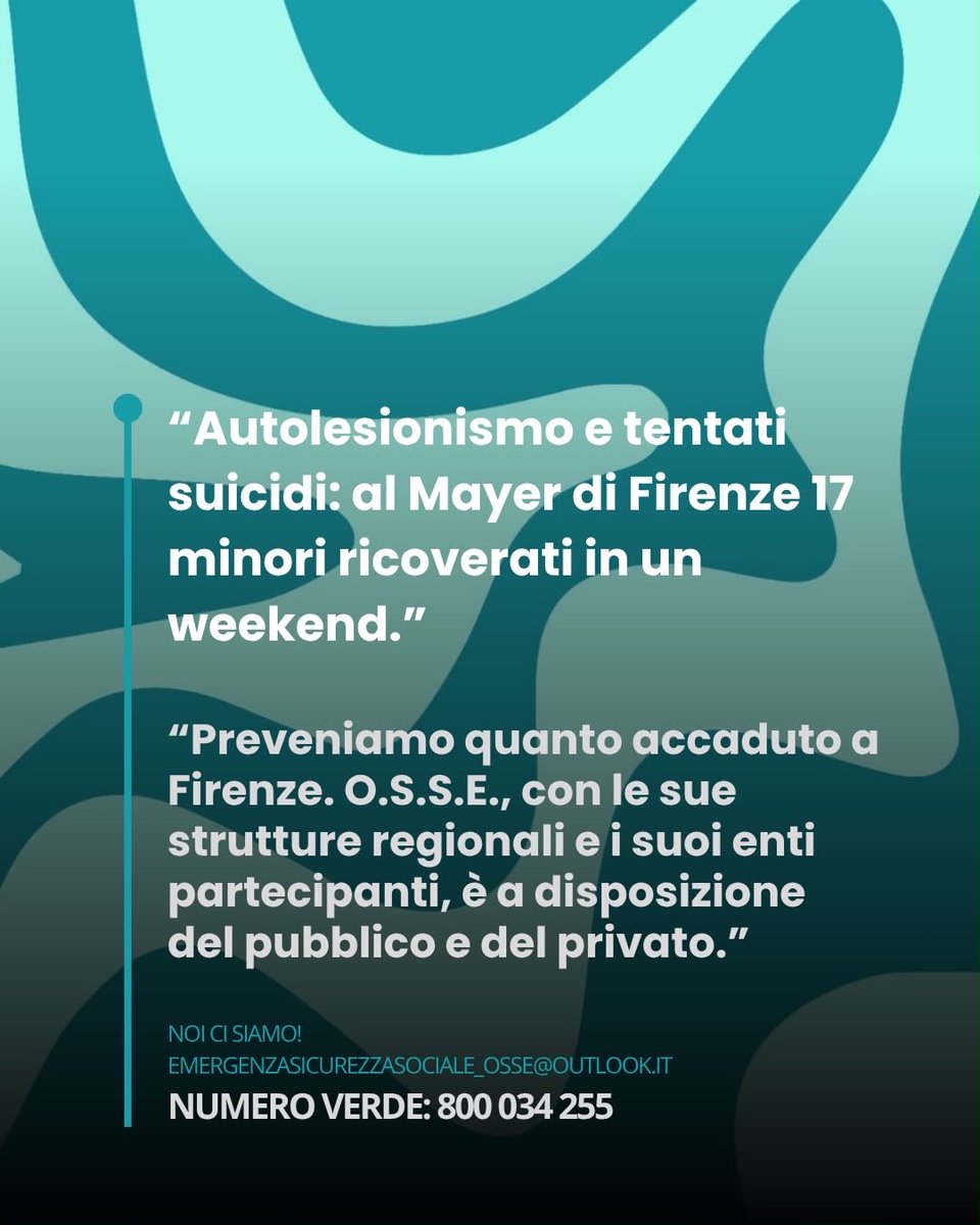 OSSEeuropa's tweet photo. 🚨 APPELLO O.S.S.E.

Preveniamo il disagio giovanile prima che diventi emergenza.

O.S.S.E. è a disposizione di enti pubblici e privati per prevenzione, ascolto e collaborazione.

📞 800 034 255

#Prevenzione #Minori https://t.co/Rm6vQbZWyO