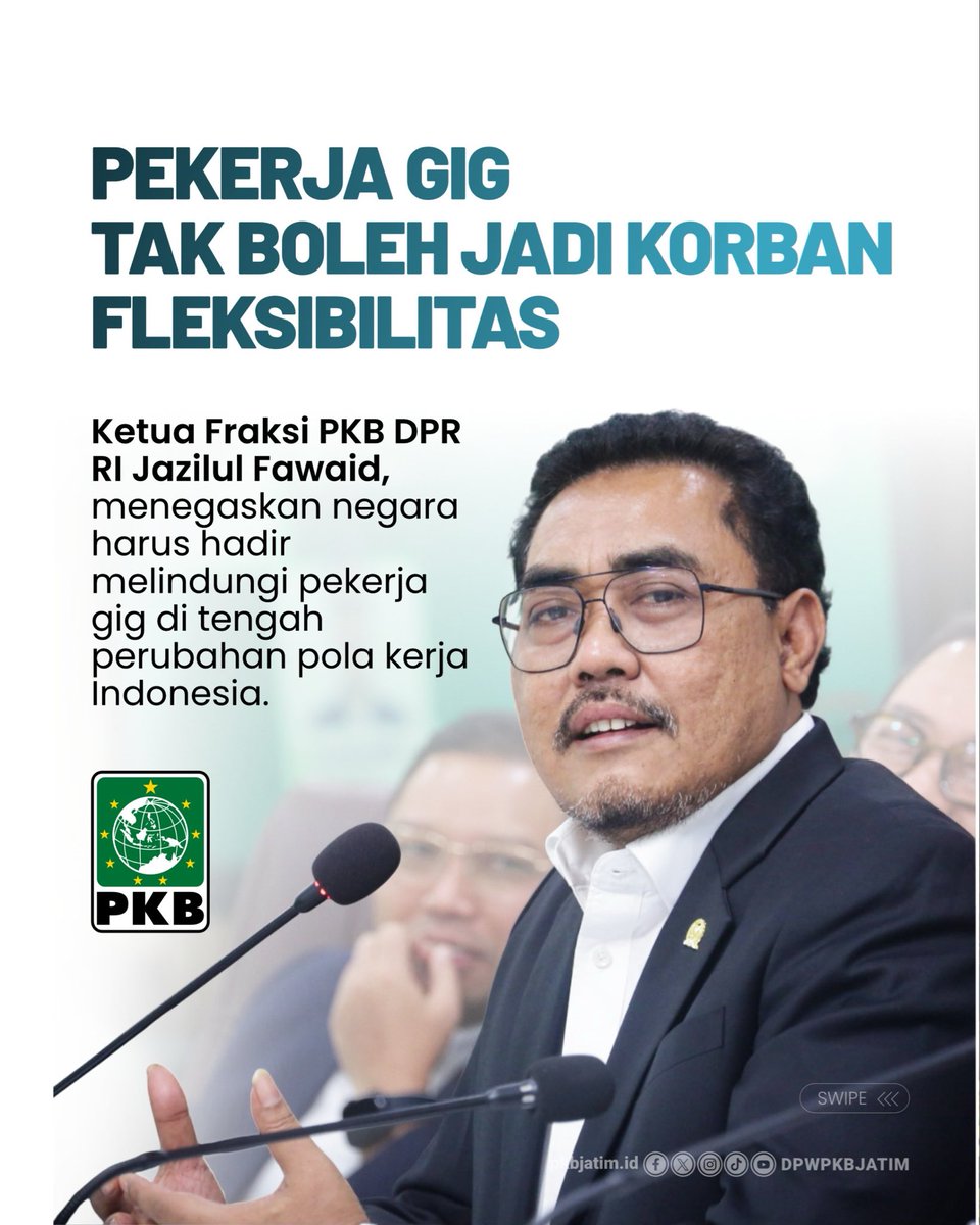 dpwpkbjatim_'s tweet photo. Kerja fleksibel, hak tetap terlindungi! โ
Ketua Fraksi PKB DPR RI menegaskan, pekerja gig harus mendapatkan perlindungan, jaminan sosial, dan kepastian hak tanpa kehilangan fleksibilitas dalam bekerja.
#PKB #PKBJATIM #DpwPKBJatim #FraksiPKB https://t.co/SxpoobQMdo