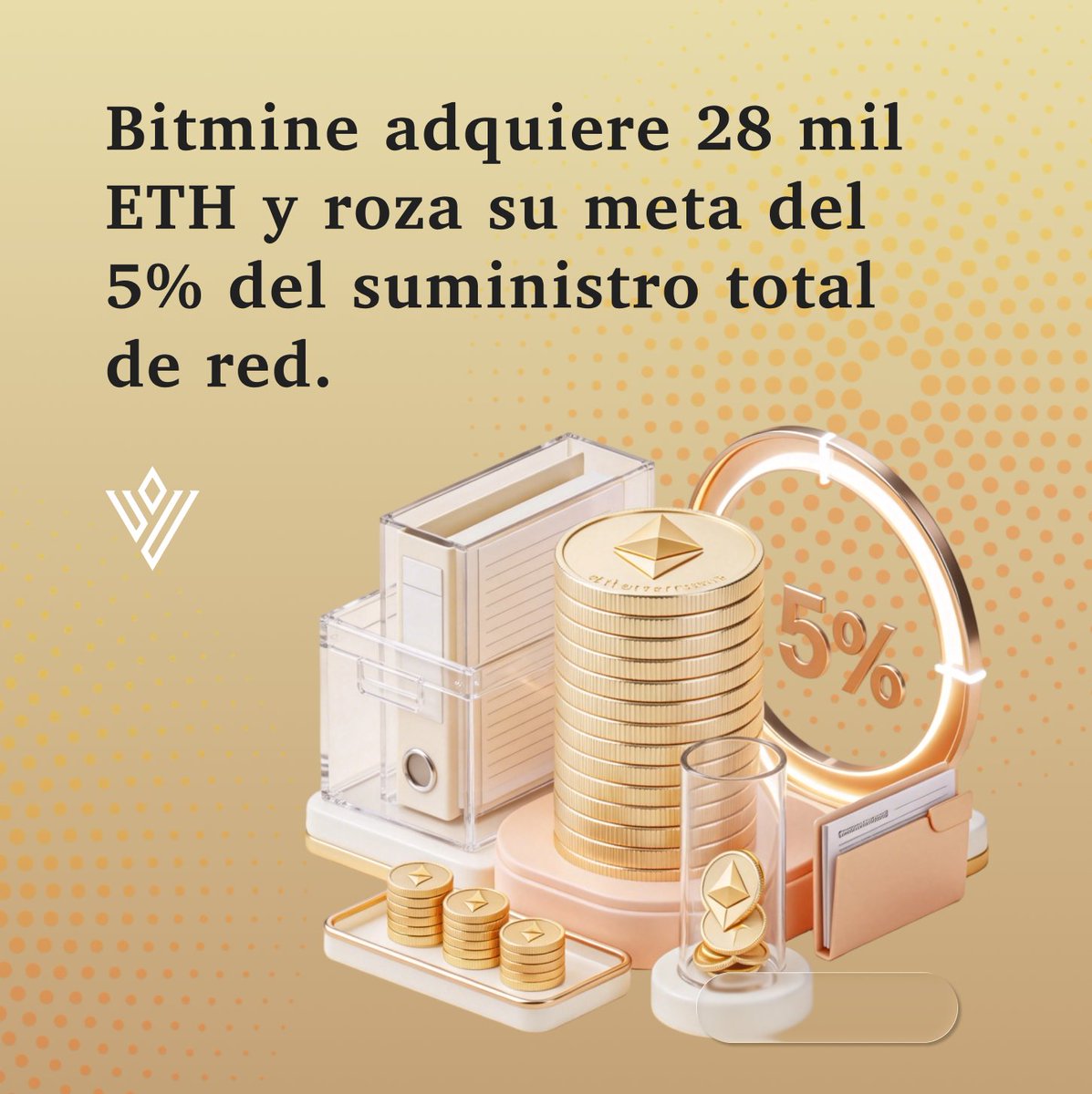Valqevia's tweet photo. Bitmine sumó 28,086 ETH, rozando su meta del 5% del suministro total. Lo clave aquí es el staking: no buscan vender, sino generar rendimiento pasivo. #Ethereum #Staking #Valqevia https://t.co/SiU7w1sS2g