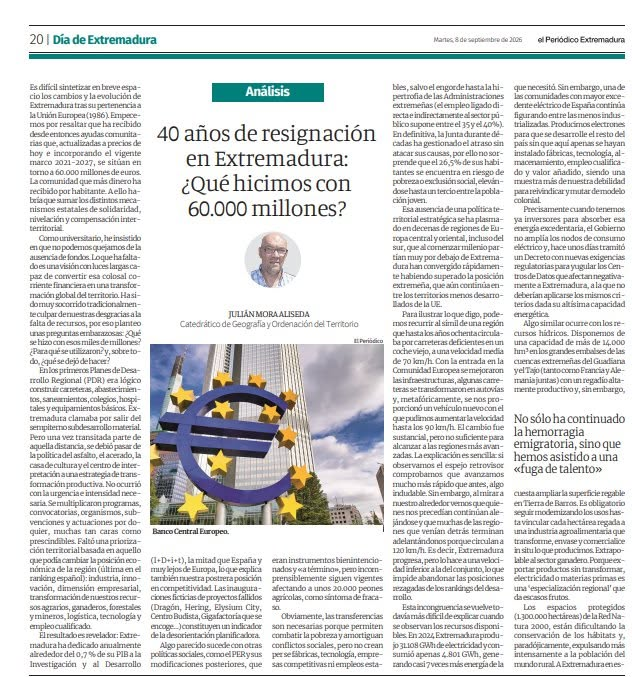 MoraAliseda's tweet photo. Algunos me decís que no podéis leer mi artículo de opinión en El Periódico Extremadura. 
Debéis introducir los datos que os solicitan, es gratuito.
Aquí lo dejo en formato legible. https://t.co/OIQnkUbftd