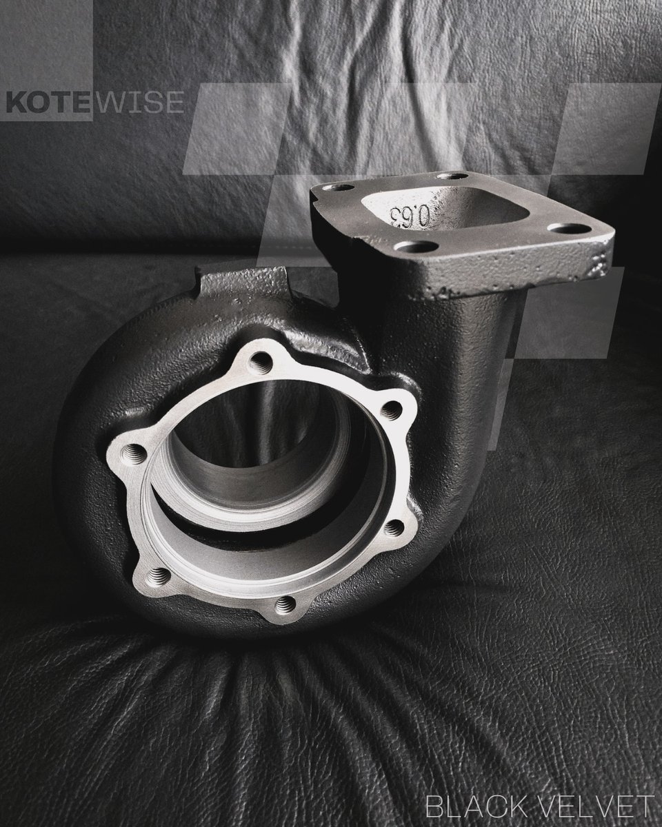 ClintonCurfl's tweet photo. MasterPowerTurbo turbine treated with our C-7300 Black Velvet CERAKOTE high-performance coating for extreme conditions. It reduces engine bay heat by up to 31%, resists ~1000°C thermal cycles, prevents rust and cracking, and protects metal from https://t.co/hBGVDh9f1b