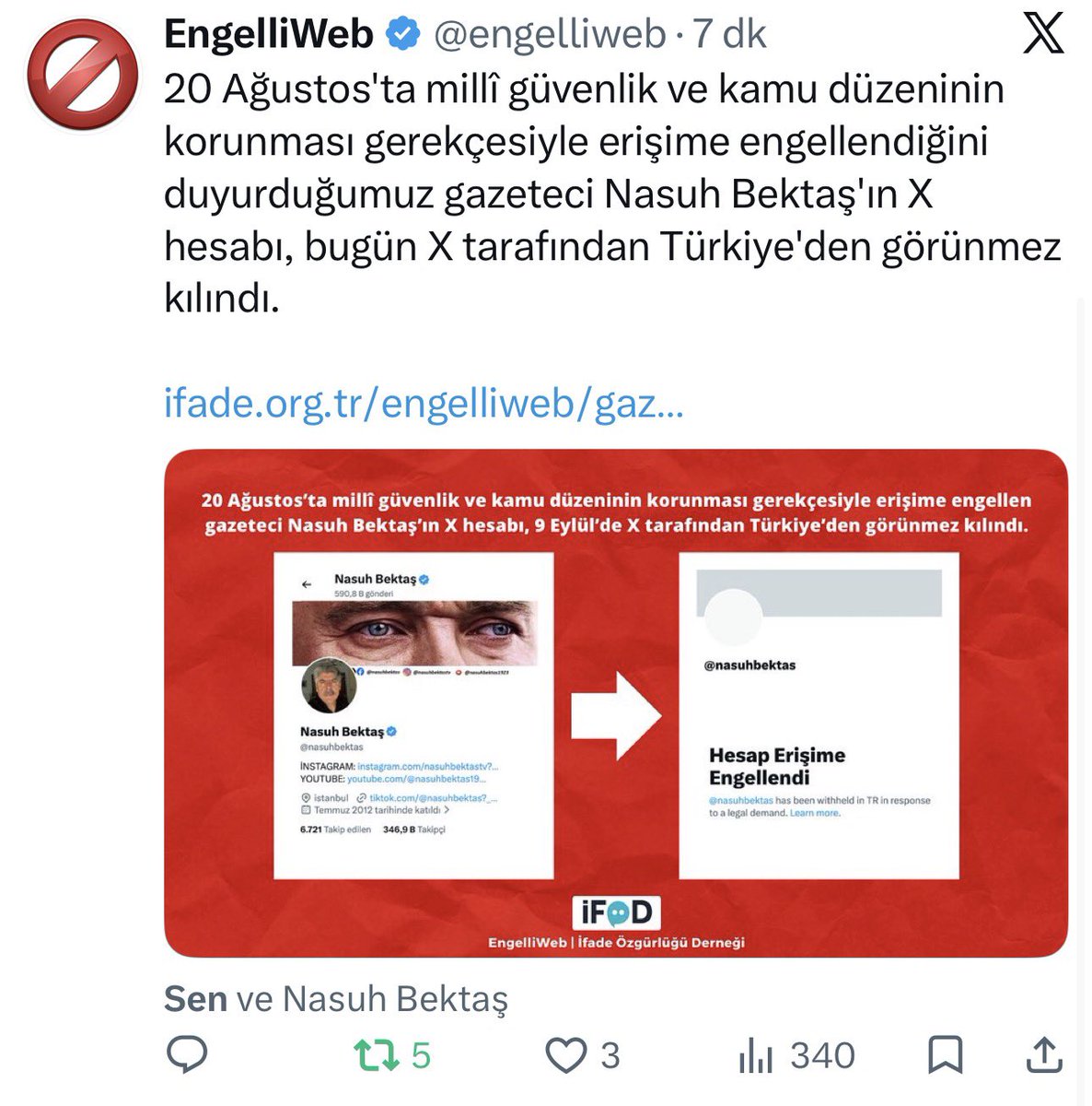habertakip1923's tweet photo. Hiçbir bildirimde bulunulmadan X hesabım Türkiye’de erişime engellendi. 
Yeni Hesabım @Habertakip1923 

Paylaşıp duyurursanız sevinirim. https://t.co/OiqB68FUE6