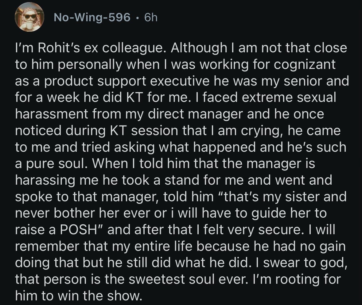 ShihTzuFanss's tweet photo. A reddit user shared her personal experience about #RohithNaidu 👌

#BiggBossTelugu10 #BiggBoss10Telugu https://t.co/XK0aFJ5nsc