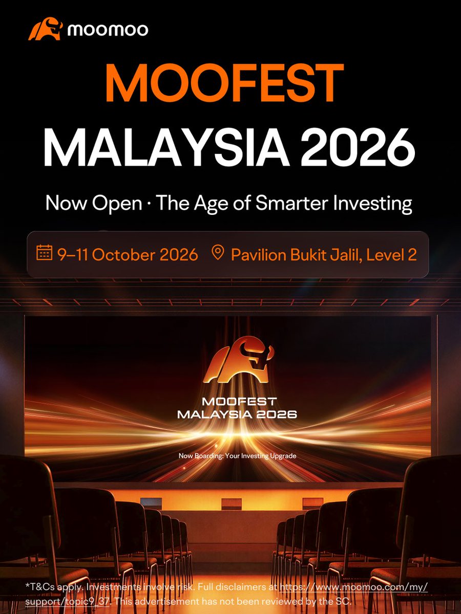 junlow29's tweet photo. I secured my ticket for MOOFEST 2026! Join me and Win Prizes!https://t.co/lIsUE24ltn

#moomooMY #MooFest2026 #SmarterInvesting #AIPoweredInvesting #MalaysiaInvesting #moomoo https://t.co/1Pq2mVg0QW