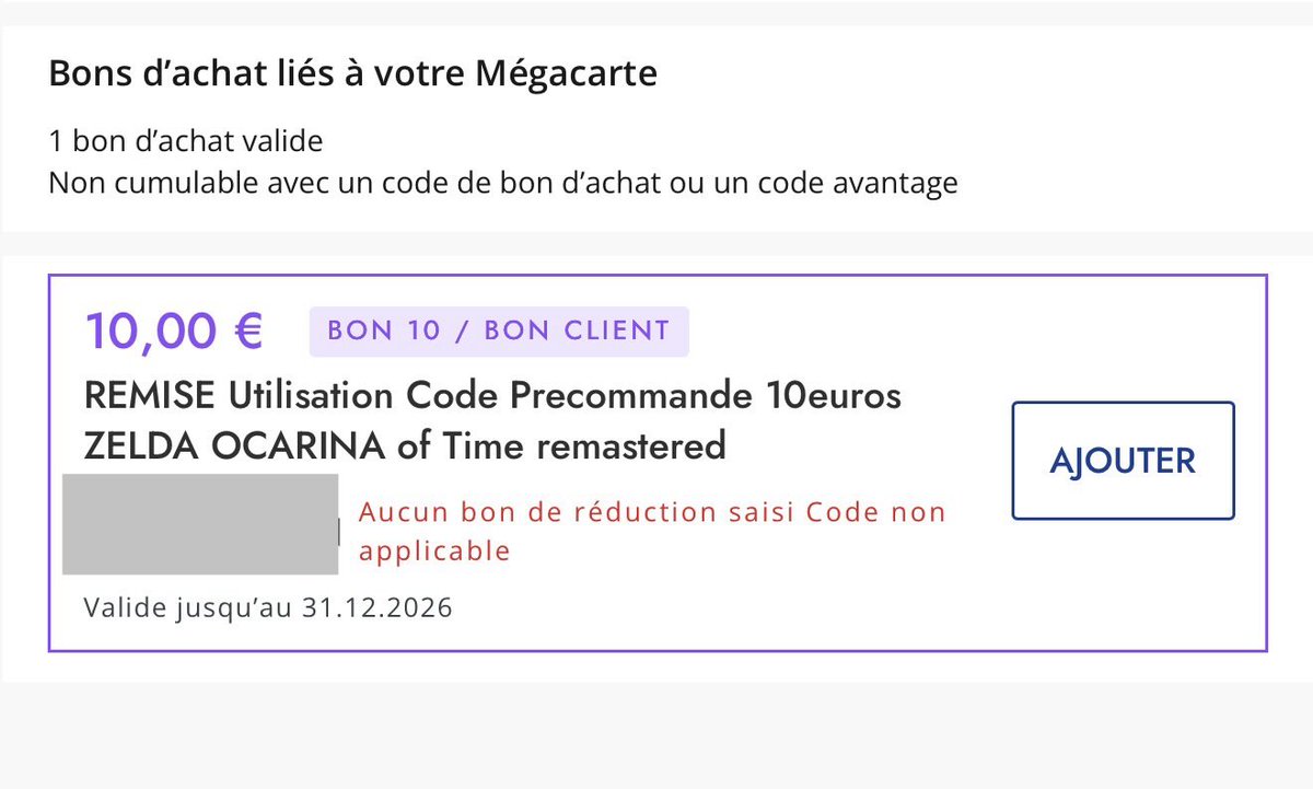 BartmanNormand's tweet photo. @Micromania_Fr C’est normal ce message d’erreur ? Je veux l’ajouter pour prendre la SW2 Zelda ? https://t.co/S1GvKrfJIF