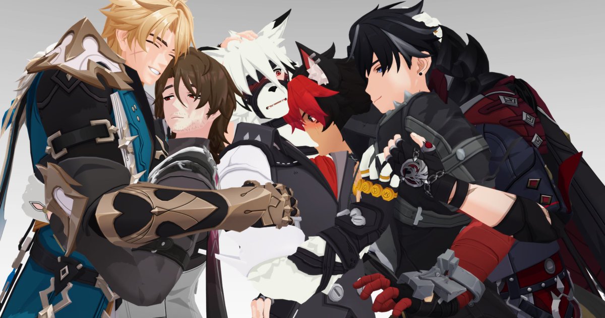 aikothederp's tweet photo. "I WANT MORE OF THE DOG BOY BAND POLYCULE CUDDLING PLEASEEEEE" -> your answer https://t.co/3OofYKoSVw

I’ve seen this before. #varka #gallagher #vonlycaon #komanomanato #wriothesley https://t.co/T2l4lpsuQ6