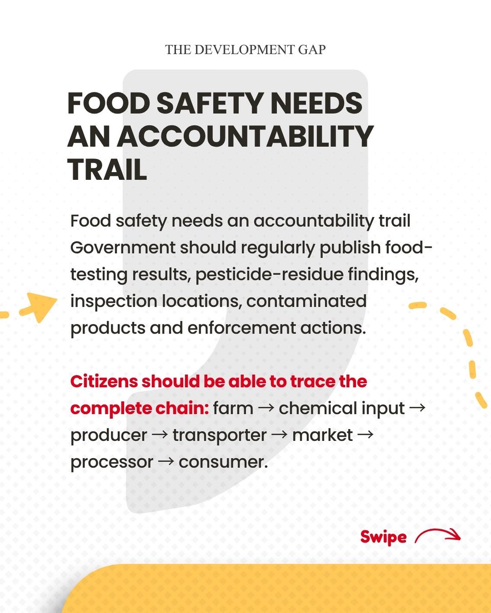 Connected_dev's tweet photo. Food safety needs an accountability trail: published testing results, clear inspection records, and enforcement people can track.

If you suspected unsafe food in your market, would you know where to report it? Tell us. 👇

3/3🧵

#TheDevelopmentGap #FoodSafety https://t.co/K77GW6LKMA