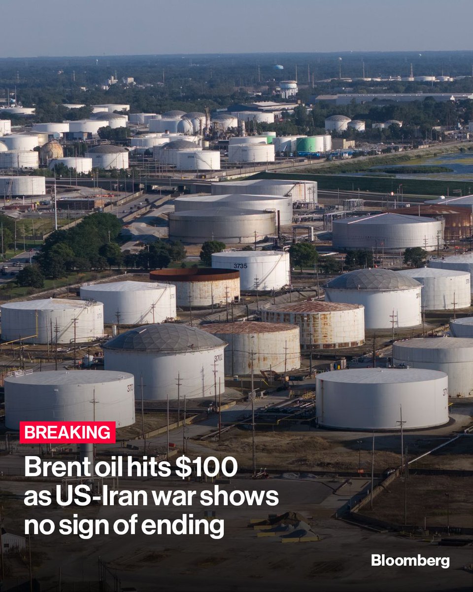 business's tweet photo. Brent oil topped $100 a barrel for the first time since July, as attacks between the US and Iran pushed the global crude benchmark higher. A recovery in Chinese oil buying is also having an impact. https://t.co/ae784QDq0f

📷: Scott Olson / Getty Images https://t.co/TlcUnrkaeG