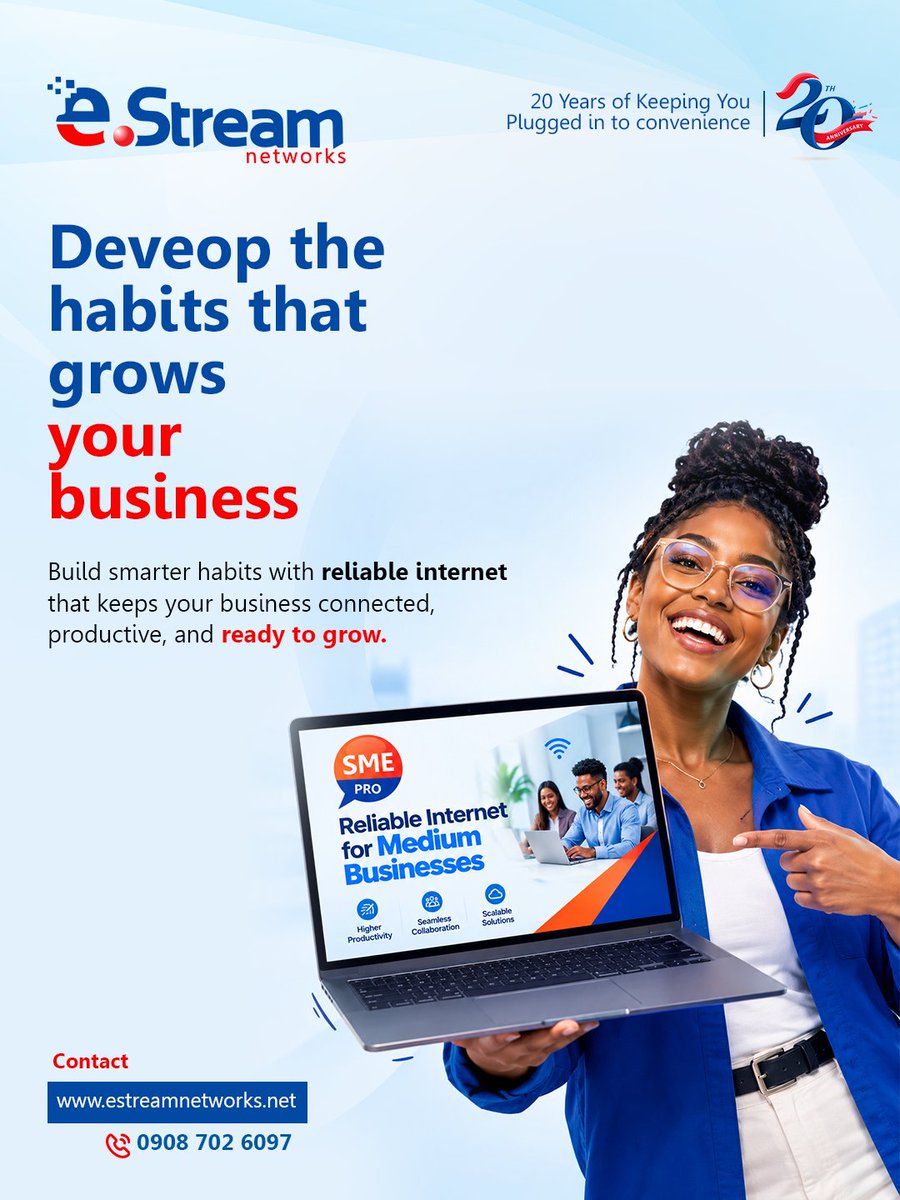 eStreamNetworks's tweet photo. Your business is built to grow.

 Your internet should keep up.
With SME Pro, get reliable connectivity that keeps your team connected, productive &amp; ready to grow.

📞 0908 702 6097
🌐 https://t.co/xhi5p5Vpol⁠

#eStreamNetworks #SMEPro #BusinessInternet #SMEs https://t.co/jHJWcs65KK