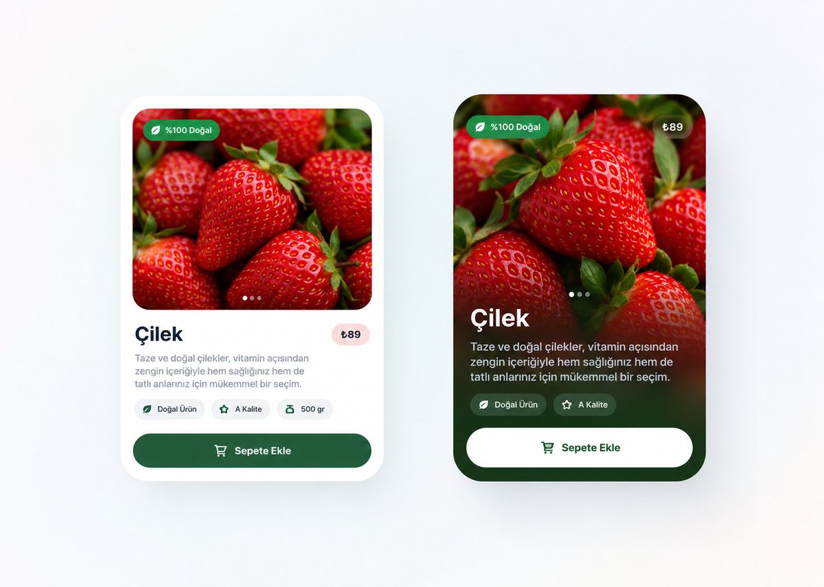 uiugurdesigner's tweet photo. Left: Clean &amp; readable (Light)
Right: Immersive &amp; vibrant (Dark)
Which one converts better for a grocery app? https://t.co/4l0rRF5QRD
