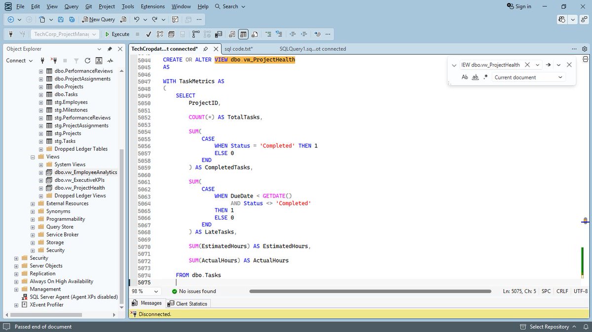 COVENANT_OFGOD's tweet photo. 💻💹 Took my SQL Server project from trusted production data to business insights.
The goal isn't just to query data.
It's to make data useful for decisions.
#SQL #SQLServer #DataAnalytics #BusinessIntelligence #TSQL #DataEngineering #BusinessAnalysis #KPI https://t.co/EXWzaZRjG3