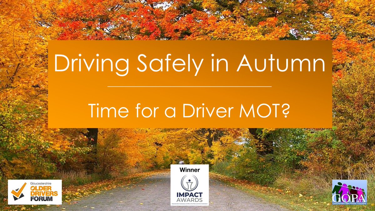 odfglos's tweet photo. 🍂 Driving Safely in Autumn: Time for a Driver MOT?
 📅 Sat 26 Sept, 10-11am | FREE Zoom webinar
 📝 Register: https://t.co/wGlmCinF66
We make sure our cars receive an MOT, but what about ourselves? A ‘Driver MOT’ is not a test. It is a friendly opportunity to consider whether one or two small changes could make driving safer and more comfortable in autumn. 
 
 Autumn brings low sun, glare, heavy rain, wet leaves, fog and the first frosts. Join us for practical advice on:
 👓 The driver; eyesight, mobility, medication and confidence
 🔋 The vehicle; battery, lights, wipers and tyres
 🗺️ The journey; weather, timing, routes and knowing when to postpone
 🎤 IAM RoadSmart examiner Mike Addis will also share insights from Mature Driver Reviews.
 
 #RoadSafety #OlderDrivers @GlosLiveOnline @bbcpointswest @itvwestcountry @Glos_OPCC @GlosRoads @GlosFIRE @GlosSkillZone @Glos_Police