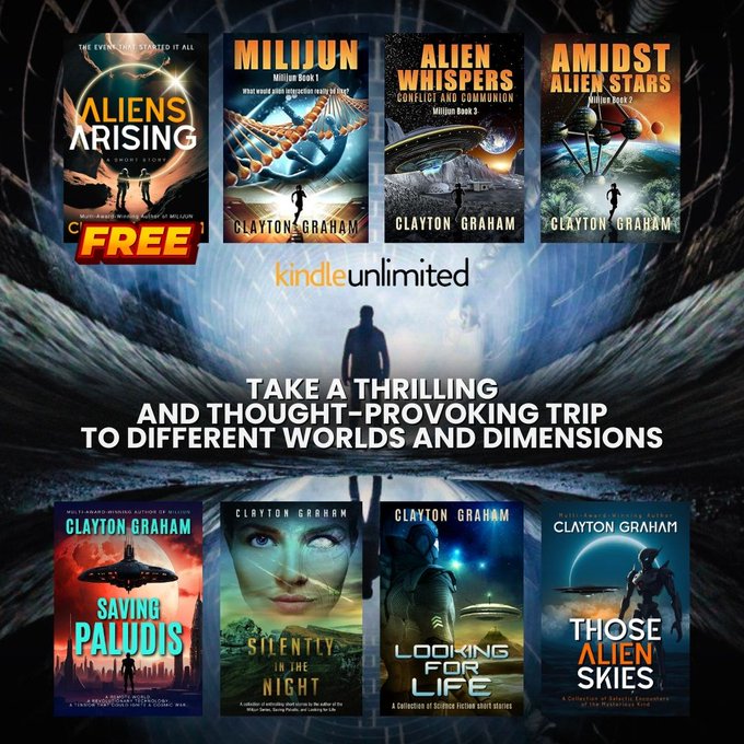 CGrahamSciFi's tweet photo. Plant your feet on a new world. 
https://t.co/X8On9W6nHD
Take Your Pick of highly-awarded Science Fiction novels: Check out Clayton Graham’s #scifi and take your reading adventures beyond the universe. 
#SpaceOpera #mustread #readers #IAN1 #SFF #kindle #SciFiBooks #sciencefiction https://t.co/9UGIhl5CFL